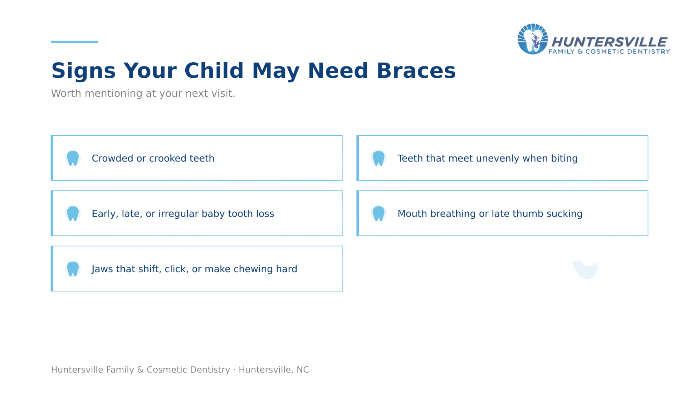 a graphic showings the signs of when a child needs braces